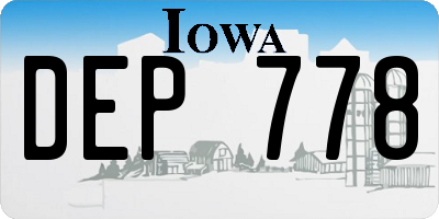 IA license plate DEP778