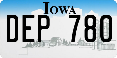 IA license plate DEP780