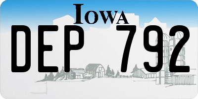IA license plate DEP792