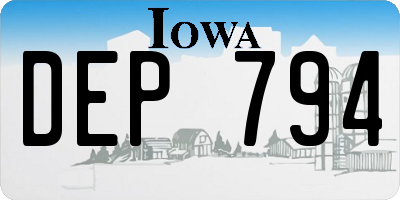 IA license plate DEP794