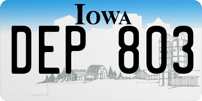 IA license plate DEP803