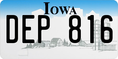 IA license plate DEP816