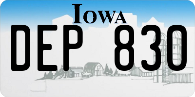 IA license plate DEP830
