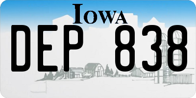 IA license plate DEP838