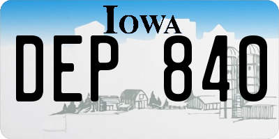 IA license plate DEP840
