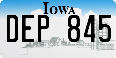 IA license plate DEP845
