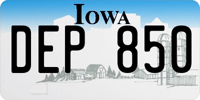 IA license plate DEP850
