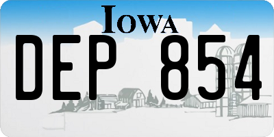 IA license plate DEP854