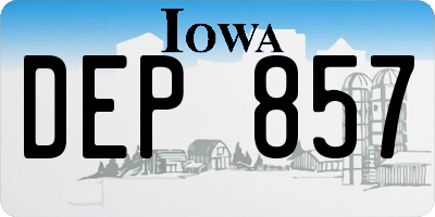 IA license plate DEP857