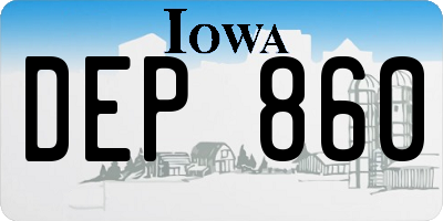 IA license plate DEP860