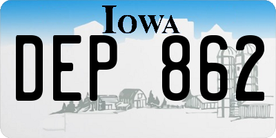 IA license plate DEP862