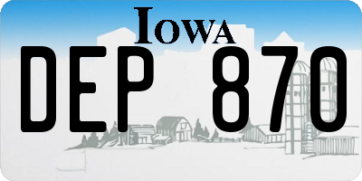 IA license plate DEP870