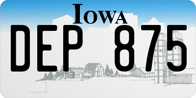 IA license plate DEP875