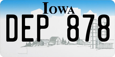 IA license plate DEP878