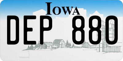 IA license plate DEP880