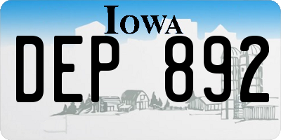 IA license plate DEP892