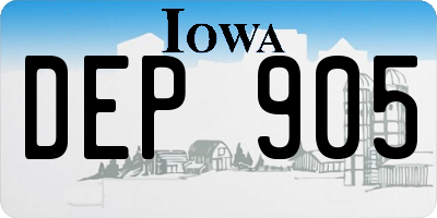 IA license plate DEP905