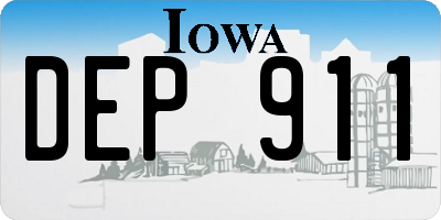 IA license plate DEP911