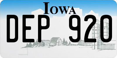 IA license plate DEP920