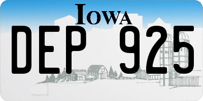 IA license plate DEP925