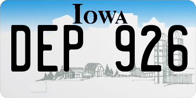 IA license plate DEP926