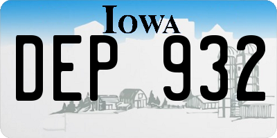 IA license plate DEP932