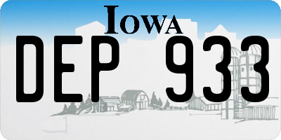 IA license plate DEP933