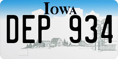 IA license plate DEP934