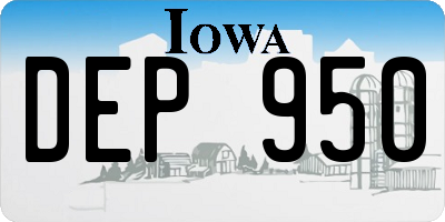 IA license plate DEP950