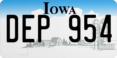 IA license plate DEP954