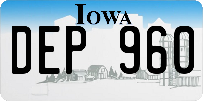 IA license plate DEP960