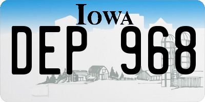 IA license plate DEP968