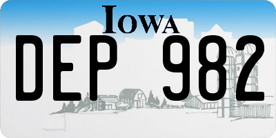 IA license plate DEP982
