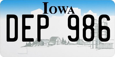 IA license plate DEP986