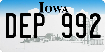IA license plate DEP992
