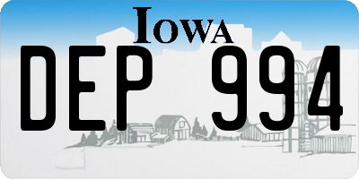 IA license plate DEP994