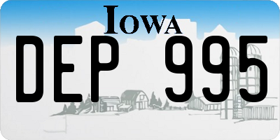 IA license plate DEP995