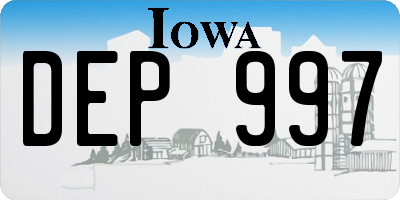 IA license plate DEP997
