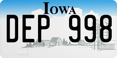IA license plate DEP998