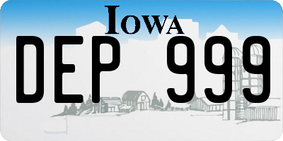 IA license plate DEP999