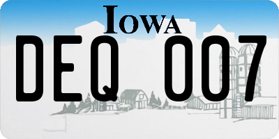 IA license plate DEQ007