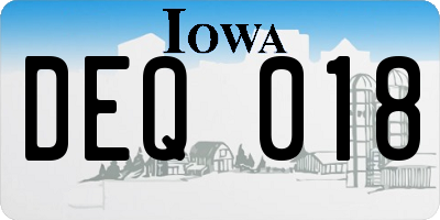 IA license plate DEQ018