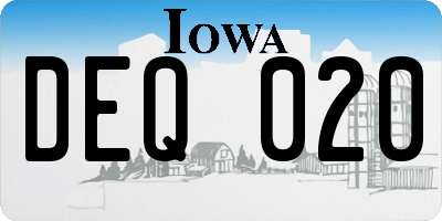 IA license plate DEQ020