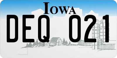 IA license plate DEQ021