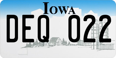 IA license plate DEQ022