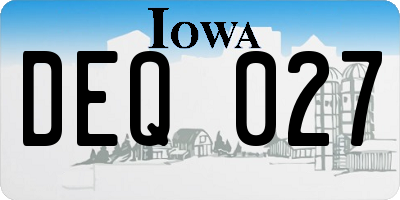 IA license plate DEQ027