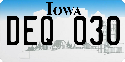 IA license plate DEQ030