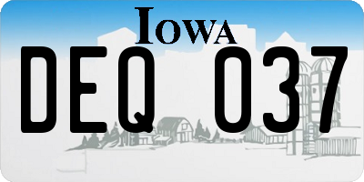 IA license plate DEQ037