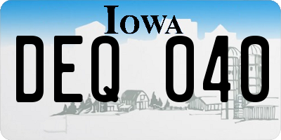 IA license plate DEQ040
