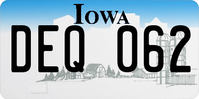 IA license plate DEQ062